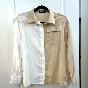 Missguided Petite colorblock button down